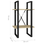 Εικόνα της Βιβλιοθήκη με 2 Ράφια Sonoma Δρυς 40 x 30 x 70 εκ. Μοριοσανίδα Hobbo