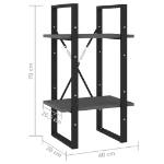 Εικόνα της Βιβλιοθήκη με 2 Ράφια Γκρι 40x30x70 εκ. από Μασίφ Ξύλο Πεύκου Hobbo