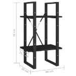 Εικόνα της Βιβλιοθήκη με 2 Ράφια Μαύρη 40x30x70 εκ. από Μασίφ Ξύλο Πεύκου Hobbo