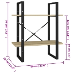 Εικόνα της Βιβλιοθήκη με 2 Ράφια Sonoma Δρυς 60 x 30 x 70 εκ. Μοριοσανίδα Hobbo