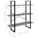 Εικόνα της Βιβλιοθήκη Γκρι Sonoma 100x30x105 εκ. από Επεξεργασμένο Ξύλο Hobbo