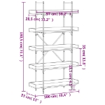 Εικόνα της Βιβλιοθήκη 5 Επιπέδων Μαύρη 100 x 33 x 180,5 εκ. Επεξεργ. Ξύλο Hobbo