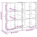 Εικόνα της Βιβλιοθήκη με Πόρτες Γκρι Sonoma 136x37x109 εκ. Επεξ. Ξύλο Hobbo