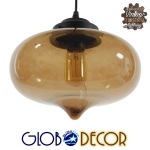 Εικόνα της GloboStar® QUINN 01029 Vintage Κρεμαστό Φωτιστικό Οροφής Μονόφωτο 1 x E27 Γυάλινο Φιμέ Καφέ Φ26 x Y20cm