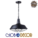 Εικόνα της GloboStar® BARN 01048 Vintage Industrial Κρεμαστό Φωτιστικό Οροφής Μονόφωτο 1 x E27 Μαύρο Μεταλλικό Καμπάνα Φ46 x Y25cm