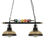 Εικόνα της GloboStar® BILLIARD 00972 Vintage Industrial Κρεμαστό Φωτιστικό Οροφής Δίφωτο 2 x E27 Mαύρο Μεταλλικό Μ71 x Π25 x Υ30cm