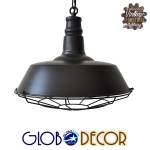 Εικόνα της GloboStar® BARN 01048 Vintage Industrial Κρεμαστό Φωτιστικό Οροφής Μονόφωτο 1 x E27 Μαύρο Μεταλλικό Καμπάνα Φ46 x Y25cm