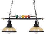 Εικόνα της GloboStar® BILLIARD 00972 Vintage Industrial Κρεμαστό Φωτιστικό Οροφής Δίφωτο 2 x E27 Mαύρο Μεταλλικό Μ71 x Π25 x Υ30cm