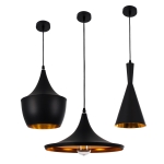 Εικόνα της GloboStar® SHANGHAI BLACK 01025 SET 3 Μοντέρνα Κρεμαστά Φωτιστικά Οροφής Τρίφωτο 3 x E27 Μαύρα Μεταλλικά Καμπάνα