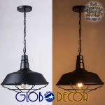 Εικόνα της GloboStar® BARN 01048 Vintage Industrial Κρεμαστό Φωτιστικό Οροφής Μονόφωτο 1 x E27 Μαύρο Μεταλλικό Καμπάνα Φ46 x Y25cm