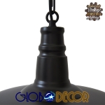 Εικόνα της GloboStar® BARN 01048 Vintage Industrial Κρεμαστό Φωτιστικό Οροφής Μονόφωτο 1 x E27 Μαύρο Μεταλλικό Καμπάνα Φ46 x Y25cm