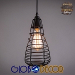 Εικόνα της GloboStar® DROPS 01059 Vintage Industrial Κρεμαστό Φωτιστικό Οροφής Πολύφωτο Μαύρο Μεταλλικό Πλέγμα