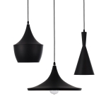 Εικόνα της GloboStar® SHANGHAI BLACK 01025 SET 3 Μοντέρνα Κρεμαστά Φωτιστικά Οροφής Τρίφωτο 3 x E27 Μαύρα Μεταλλικά Καμπάνα