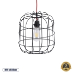 Εικόνα της GloboStar® PARROT 01099 Industrial Κρεμαστό Φωτιστικό Οροφής Μονόφωτο 1 x E27 AC220-240V - Φ28 x Υ30cm - Μαύρο Μεταλλικό Πλέγμα