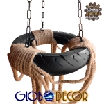 Εικόνα της GloboStar® RUNNER 01115 Vintage Industrial Κρεμαστό Φωτιστικό Οροφής Πολύφωτο 6 x E27 Μαύρο με Μπεζ Σχοινί Φ45 x Y60cm