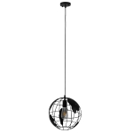 Εικόνα της GloboStar® EARTH 01205 Vintage Industrial Κρεμαστό Φωτιστικό Οροφής Μονόφωτο 1 x E27 Μαύρο Μεταλλικό Πλέγμα Φ30 x Υ30cm