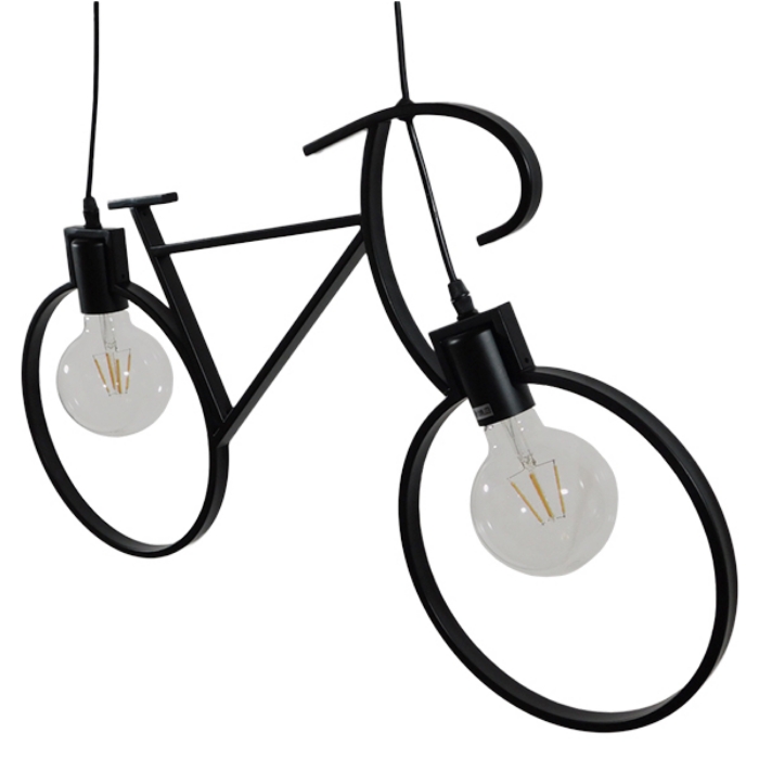 Εικόνα της GloboStar® BIKE BLACK 01213 Vintage Κρεμαστό Φωτιστικό Οροφής Δίφωτο 2 x E27 Μαύρο Μεταλλικό Μ67 x Π1.5 x Υ41cm