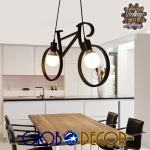 Εικόνα της GloboStar® BIKE BLACK 01213 Vintage Κρεμαστό Φωτιστικό Οροφής Δίφωτο 2 x E27 Μαύρο Μεταλλικό Μ67 x Π1.5 x Υ41cm