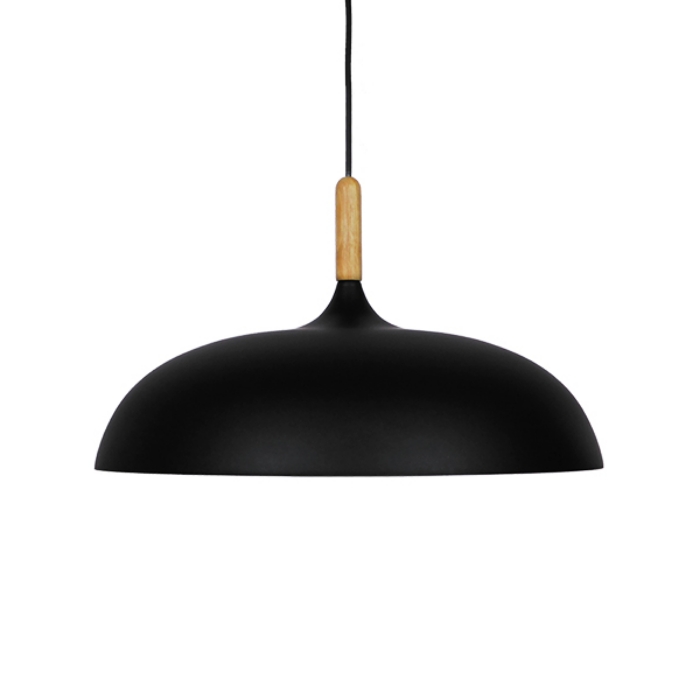 Εικόνα της GloboStar® VALLETE BLACK 01258 Κρεμαστό Φωτιστικό Οροφής Μονόφωτο 1 x E27 Μαύρο Μεταλλικό Καμπάνα Φ45 x Y27cm