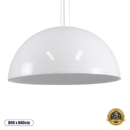 Εικόνα της GloboStar® SERENIA WHITE 01273 Κρεμαστό Φωτιστικό Οροφής Μονόφωτο 1 x E27 AC220-240V IP20 - Φ90 x Υ40cm - Λευκό Γύψινο Καμπάνα