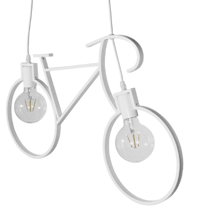 Εικόνα της GloboStar® BIKE WHITE 01300 Vintage Κρεμαστό Φωτιστικό Οροφής Δίφωτο 2 x E27 Λευκό Μεταλλικό Μ67 x Π1.5 x Υ41cm