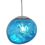 Εικόνα της GloboStar® DIXAR BLUE 01467 Κρεμαστό Φωτιστικό Οροφής Μονόφωτο 1 x E27 Γυάλινο Μπλε Φ36 x Υ45cm