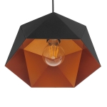 Εικόνα της GloboStar® HEXAGON 01194 Κρεμαστό Φωτιστικό Οροφής Μονόφωτο Μαύρο - Χρυσό Μεταλλικό Καμπάνα Φ25 x Υ15cm