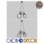 Εικόνα της GloboStar® BIKE BLACK 01213 Vintage Κρεμαστό Φωτιστικό Οροφής Δίφωτο 2 x E27 Μαύρο Μεταλλικό Μ67 x Π1.5 x Υ41cm