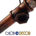 Εικόνα της GloboStar® Industrial Κρεμαστό Φωτιστικό Οροφής Πολύφωτο 5 x E27 Καφέ Σκουριά Μεταλλικό Ράγα Μ88 x Π4.5 x Y7cm