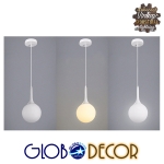 Εικόνα της GloboStar® SPHERE 01143 Κρεμαστό Φωτιστικό Οροφής Μονόφωτο 1 x E27 Λευκό Γυάλινο Φ25 x Y46.5cm