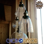 Εικόνα της GloboStar® WICKHAM 01168 Vintage Κρεμαστό Φωτιστικό Οροφής Μονόφωτο 1 x E27 Γυάλινο Καμπάνα Φ14 x Y23cm