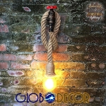 Εικόνα της GloboStar® Φωτιστικό Τοίχου Απλίκα Μονόφωτο Μπρούτζινο Σκουριά Μεταλλικό με Μπεζ Σχοινί Μ14.5 x Π3.3 x Υ16cm