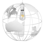 Εικόνα της GloboStar® EARTH 01664 Vintage Industrial Κρεμαστό Φωτιστικό Οροφής Μονόφωτο 1 x E27 Λευκό Μεταλλικό Πλέγμα Φ40 x Υ40cm