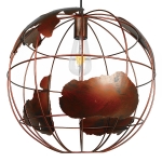 Εικόνα της GloboStar® EARTH 01665 Vintage Industrial Κρεμαστό Φωτιστικό Οροφής Μονόφωτο 1 x E27 Καφέ Σκουριά Μεταλλικό Πλέγμα Φ40 x Υ40cm