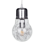 Εικόνα της GloboStar® LAMP 01676 Κρεμαστό Φωτιστικό Οροφής Μονόφωτο 1 x E27 Ασημί Νίκελ Μεταλλικό Διάφανο Γυαλί Φ15 x Υ27cm