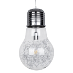 Εικόνα της GloboStar® LAMP 01677 Κρεμαστό Φωτιστικό Οροφής Μονόφωτο 1 x E27 Ασημί Νίκελ Μεταλλικό Διάφανο Γυαλί Φ30 x Υ52cm