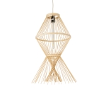 Εικόνα της GloboStar® YOSHI 01928 Boho Κρεμαστό Φωτιστικό Οροφής Μονόφωτο 1 x E27 AC220-240V IP20 - Φ35 x Υ60cm - Μπεζ Ξύλινο Πλέγμα