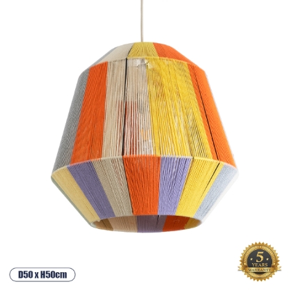 Εικόνα της GloboStar® SALERNO 02188 Boho Κρεμαστό Φωτιστικό Οροφής Μονόφωτο 1 x E27 AC220-240V IP20 - Φ50 x Υ50cm