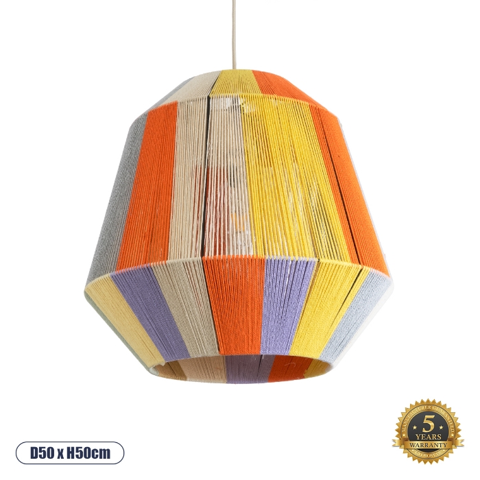 Εικόνα της GloboStar® SALERNO 02188 Boho Κρεμαστό Φωτιστικό Οροφής Μονόφωτο 1 x E27 AC220-240V IP20 - Φ50 x Υ50cm