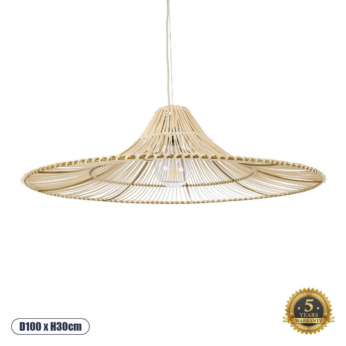 Εικόνα της GloboStar® PALERMO 02209 Boho Κρεμαστό Φωτιστικό Οροφής Μονόφωτο 1 x E27 AC220-240V IP20 - Φ100 x Υ30cm