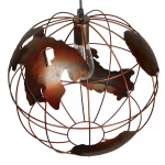 Εικόνα της GloboStar® EARTH 01665 Vintage Industrial Κρεμαστό Φωτιστικό Οροφής Μονόφωτο 1 x E27 Καφέ Σκουριά Μεταλλικό Πλέγμα Φ40 x Υ40cm