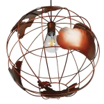 Εικόνα της GloboStar® EARTH 01665 Vintage Industrial Κρεμαστό Φωτιστικό Οροφής Μονόφωτο 1 x E27 Καφέ Σκουριά Μεταλλικό Πλέγμα Φ40 x Υ40cm