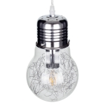 Εικόνα της GloboStar® LAMP 01676 Κρεμαστό Φωτιστικό Οροφής Μονόφωτο 1 x E27 Ασημί Νίκελ Μεταλλικό Διάφανο Γυαλί Φ15 x Υ27cm