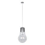 Εικόνα της GloboStar® LAMP 01677 Κρεμαστό Φωτιστικό Οροφής Μονόφωτο 1 x E27 Ασημί Νίκελ Μεταλλικό Διάφανο Γυαλί Φ30 x Υ52cm