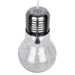 Εικόνα της GloboStar® LAMP 01677 Κρεμαστό Φωτιστικό Οροφής Μονόφωτο 1 x E27 Ασημί Νίκελ Μεταλλικό Διάφανο Γυαλί Φ30 x Υ52cm