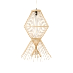 Εικόνα της GloboStar® YOSHI 01928 Boho Κρεμαστό Φωτιστικό Οροφής Μονόφωτο 1 x E27 AC220-240V IP20 - Φ35 x Υ60cm - Μπεζ Ξύλινο Πλέγμα