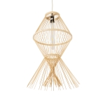 Εικόνα της GloboStar® YOSHI 01928 Boho Κρεμαστό Φωτιστικό Οροφής Μονόφωτο 1 x E27 AC220-240V IP20 - Φ35 x Υ60cm - Μπεζ Ξύλινο Πλέγμα