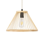 Εικόνα της GloboStar® TYGEE 01930 Boho Κρεμαστό Φωτιστικό Οροφής Μονόφωτο 1 x E27 AC220-240V IP20 - Φ35 x Υ22cm - Μπεζ Ξύλινο Πλέγμα