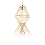 Εικόνα της GloboStar® YOSHI 01928 Boho Κρεμαστό Φωτιστικό Οροφής Μονόφωτο 1 x E27 AC220-240V IP20 - Φ35 x Υ60cm - Μπεζ Ξύλινο Πλέγμα