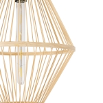 Εικόνα της GloboStar® YOSHI 01928 Boho Κρεμαστό Φωτιστικό Οροφής Μονόφωτο 1 x E27 AC220-240V IP20 - Φ35 x Υ60cm - Μπεζ Ξύλινο Πλέγμα